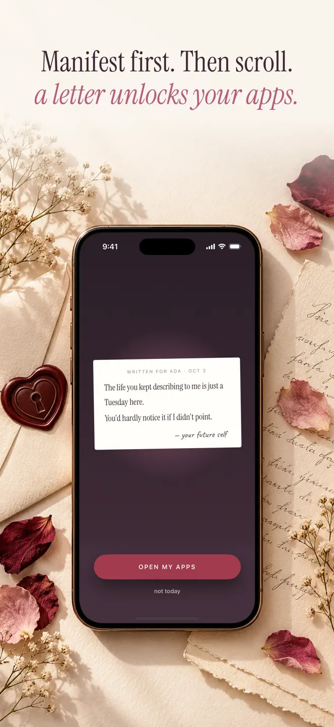 A letter from your future self on Vera's sealed-app screen